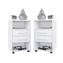 Ver imagem 1 de Kit 2 Mesas de Cabeceira Cielo Cor:branco - Mesinha de Quarto - Mizza Decor