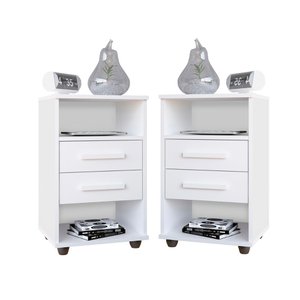 Kit 2 Mesas de Cabeceira Cielo Cor:branco - Mesinha de Quarto - Mizza Decor