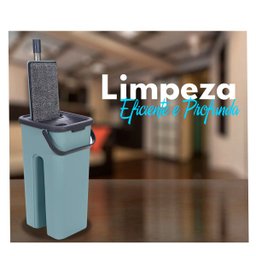 Flat Mop Rodo Balde Esfregão Microfibra Vassoura Mágica Limpa Fácil + 1 Refil - 2
