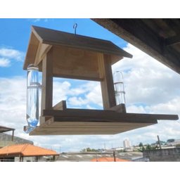 Casa Comedouro Bebedouro De Vidro Pássaros Ar Livre + Brinde - 3