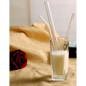 Canudos de vidro ecológico kit 04 unidades + escova