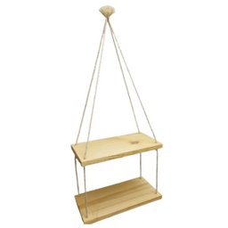 Prateleira Flutuante de Madeira Rustica Com Corda de Sisal: Natural - 3 Prateleira Flutuante de Madeira Rustica Com Corda de Sisal: Natural - 3