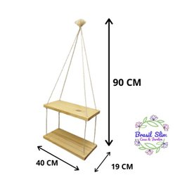 Prateleira Flutuante de Madeira Rustica Com Corda de Sisal: Natural - 4 Prateleira Flutuante de Madeira Rustica Com Corda de Sisal: Natural - 4