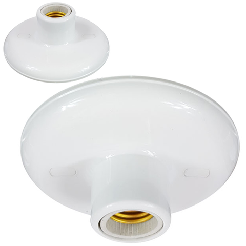Plafon Decorativo Branco Soquete Porcelana E-27 para Led