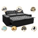 Ver imagem 3 de Sofá Retrátil e Reclinável Cama Inbox Slim 1,50M Tecido Suede Velusoft Preto