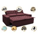 Ver imagem 3 de Sofá Retrátil e Reclinável Cama Inbox Slim 1,50M Tecido Suede Velusoft Vinho