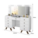 Ver imagem 3 de Penteadeira Camarim Rústica Mila com 8 Gavetas e Porta Jóias Maquiagem Espelho e Led - Branco