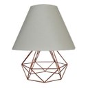 Ver imagem 1 de Abajur Aramado Cúpula de Tecido Mesa de Canto Cobre Branco