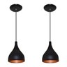 Kit 02 Lustres Luminárias Pendentes - Modelo Funil - Preto com Cobre - 1