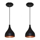 Ver imagem 1 de Kit 02 Lustres Luminárias Pendentes - Modelo Funil - Preto com Cobre
