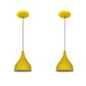 Kit 02 Lustres Luminárias Pendentes - Modelo Funil - Amarelo - 1