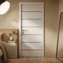 Ver imagem 1 de Porta Madeira Interna R50VL 210x80 Frisada Moderna:Branco