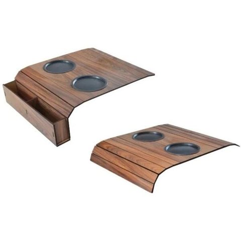 Apoio de Copo para Braço de Sofá com Porta Controle Kit Ipê 2Pç