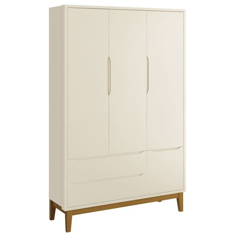 Guarda-Roupa Retrô 3 Portas Classic New Areia Fosco com Madeira - MoveisAqui