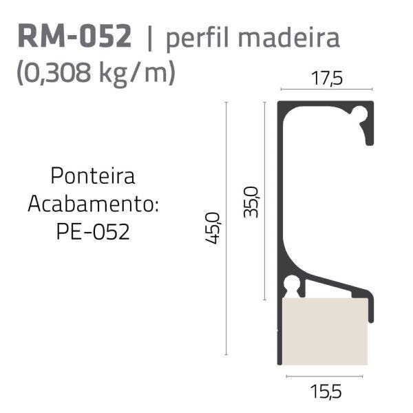 Perfil Puxador de Alumínio RM-052 para Porta de 15mm Natural