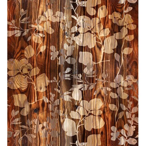 Papel De Parede Madeira Com Floral Para Quarto Sala