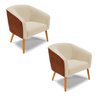 Kit 02 Poltronas Stella Corano Nozes com Linho Areia A27 Pés Palito Castanho - D'rossi - 1