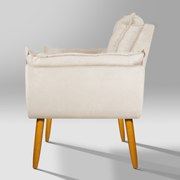 Poltrona Decorativa Escritório Luxo 12 Cores - Pés Palito - Bege - 4