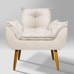 Poltrona Decorativa Escritório Luxo 12 Cores - Pés Palito - Bege - 2