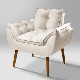 Poltrona Decorativa Escritório Luxo 12 Cores - Pés Palito - Bege - 1