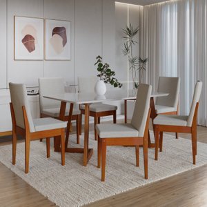 Conjunto para Sala de Jantar com 6 Cadeiras Dakota