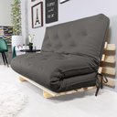 Ver imagem 1 de Sofa Cama Casal Futon Oriental Chumbo Sarja Impermeável Com Madeira Maciça