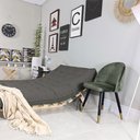 Ver imagem 5 de Sofa Cama Casal Futon Oriental Chumbo Sarja Impermeável Com Madeira Maciça