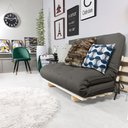 Ver imagem 4 de Sofa Cama Casal Futon Oriental Chumbo Sarja Impermeável Com Madeira Maciça