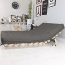 Ver imagem 2 de Sofa Cama Casal Futon Oriental Chumbo Sarja Impermeável Com Madeira Maciça