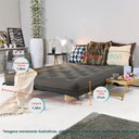 Ver imagem 6 de Sofa Cama Casal Futon Oriental Chumbo Sarja Impermeável Com Madeira Maciça