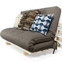 Ver mais imagens de Sofa Cama Casal Futon Oriental Chumbo Sarja Impermeável Com Madeira Maciça
