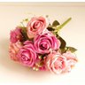 Buque Rosas Envelhecidas 2 Cores Rosa e Lilás Artificial Galho com 9 Flores Luxo - 7