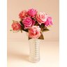 Buque Rosas Envelhecidas 2 Cores Rosa e Lilás Artificial Galho com 9 Flores Luxo - 1