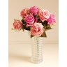 Buque Rosas Envelhecidas 2 Cores Rosa e Lilás Artificial Galho com 9 Flores Luxo - 2