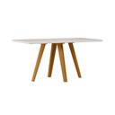 Ver imagem 3 de Conjunto Mesa Jantar 6 Lugares Vidro Palha Off White com Freijó e Cesare Escuro 160cm Dalla Costa