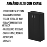 Armário para Escritório Alto 2 Portas com Chave Multiuso Cristal - 3