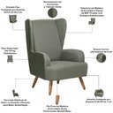 Ver imagem 4 de Poltrona de Amamentação Fixa Pés Manu Liz D02 Couríssimo Tramado Verde C-296 C-120 - Lyam Decor