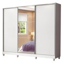 Ver imagem 2 de Guarda-Roupa Casal 100% MDF Madesa Royale 3 Portas de Correr com Espelho com Pés Branco Cor:Branco