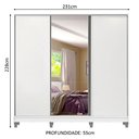 Ver imagem 3 de Guarda-Roupa Casal 100% MDF Madesa Royale 3 Portas de Correr com Espelho com Pés Branco Cor:Branco