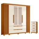 Ver imagem 1 de Guarda Roupa Casal Doble com Espelho 06 Portas e Cômoda Mobi Cinamomo Off White - Móveis Albatroz