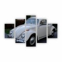 Ver imagem 1 de Quadro Tela Canvas Decorativo Carro Fusca Branco 110x65cm