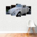 Ver imagem 2 de Quadro Tela Canvas Decorativo Carro Fusca Branco 155x80cm