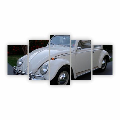 Quadro Tela Canvas Decorativo Carro Fusca Branco 200x100cm