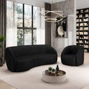 Ver imagem 1 de Conjunto Sofá Sala de Estar Bipartido 288cm e Poltrona Clarke Pu Preto Manchado G45 - Gran Belo