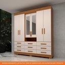 Ver imagem 5 de Guarda Roupa Casal 100% Mdf 6 Portas 9 Gavetas com Espelho Débora Acp Móveis Cinamomo/off White