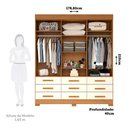 Ver imagem 3 de Guarda Roupa Casal 100% Mdf 6 Portas 9 Gavetas com Espelho Débora Acp Móveis Cinamomo/off White