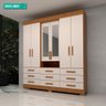 Guarda Roupa Casal 100% Mdf 6 Portas 9 Gavetas com Espelho Débora Acp Móveis Cinamomo/off White - 2