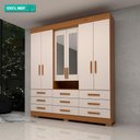 Ver imagem 2 de Guarda Roupa Casal 100% Mdf 6 Portas 9 Gavetas com Espelho Débora Acp Móveis Cinamomo/off White