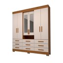 Ver imagem 1 de Guarda Roupa Casal 100% Mdf 6 Portas 9 Gavetas com Espelho Débora Acp Móveis Cinamomo/off White