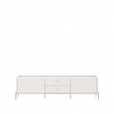 Ver imagem 3 de Rack para TV até 75" 2 Gavetas 2 Portas Jasper 220 cm - Off White Fosco c/ Dourado